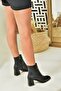 Black Thick Heeled Women's Boots N282921909 - 3