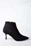 Black Suede Thin Heeled Pointed Toe Women's Boots N282102102 - 6