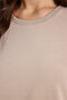 Women's Relax Fit Comfortable Cut Short Sleeve Crew Neck Beige T-Shirt - 6