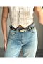 Mesa Floral Patterned Gold Buckle Jacket Belt, Dress Belt, Trouser Belt - 2
