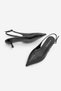 Women's Stiletto Open Back V-Neck Short Classic Heeled Shoes with Sewing Detail on the Front Orvani Black - 8