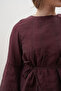 Blouse with Flounced Sleeves, Plum Color - 4