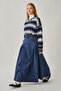 Pile Detailed Denim Skirt Light Blue - 4