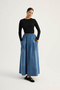 Blue Denim Skirt - Cross- Detailed - 3