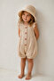 Ruffled Button Closure Linen Baby Romper