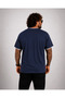 Men's Large Size Crew Neck T-Shirt with Pockets 26143 Navy Blue - 2