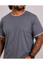 Men's Large Size Crew Neck T-Shirt with Pockets 26143 Fume - 3
