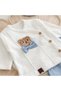 Babynova bear figured 5-piece newborn hospital outfit - blue scarf set - 3