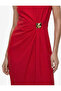 Metal Accessory Detailed Crew Neck Sleeveless Long Crepe Dress - 5