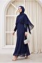 Silvery Chiffon Long Evening Dress -Laci - 6