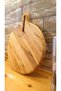 Olive Wood Natural Wooden Pizza Cheese Presentation Meat Steak Cutting Board with Handle Round 30 Cm - 3
