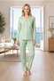 Women's Summer Point Patterned Viscose Long Sleeve Buttoned Pajama Set 79-141 - 4