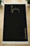 To My Dear Father - Kaaba Patterned Fringed Velvet Prayer Rug - Black - 4