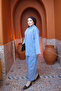 Blue Collared Buttoned Tunic and Trousers Set - 2