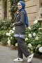 Striped Skirt Modal Double Set - 28028-Gri