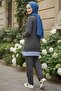 Striped Skirt Modal Double Set - 28028-Gri - 3