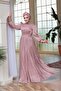 Beaded Detail Dusty Rose Hijab Evening Dress 52751Gk - 2