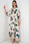 Bdart Ethnic Patterned V-Neck Buttoned Maxi Dress - 2