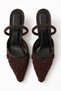 Calista Women's Brown Mesh Embroidery and Bead Detailed Women's Heeled Shoes 9cm - 5