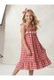 Girl's Gingham Woven Long Dress - 2