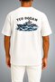 Oversize Tcg Doğan between the Waves Themed Pocket and Back Printed Unisex T-Shirt - 2