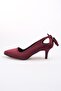 Drop Burgundy Color Suede Women's Low Heeled Shoes - 7