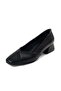 Addison Black Color Blunt Toe Short Heeled Women's Shoes - 5