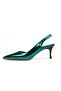 Metallic Green Color Snakeskin Patterned Women's Heeled Shoes - 7