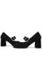 Black Suede Buckle Women's High Heel Shoes - 5