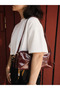 Sleek Burgundy Double Strap Detailed Baguette Shoulder Bag - 5