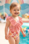 Retro Baby Girl Shoulder Ruffle Swimsuit 5107