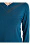 V-Neck Women's Long Sleeve Blouse with Stones (S4) - 4