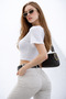 Women's Basic White Crop Blouse with Waist Detail - 5