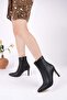 Uraz 420 Black Zippered Thin Heeled Women's Boots