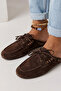 Vessia Women's Brown Genuine Leather Suede Bead Detailed Loafer - 2