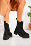 Leather Fur Lining Winter Waterproof Black Suede Side Elastic Lightweight Boots Thick Sole Non-Slip Sole - 2