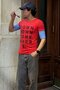 Red T-Shirt with Printed Sleeve Detail Mad4010