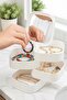 Jewelry Organizer - 4 Tier Mirrored Square 360 Degree Rotating Jewelry Organizer Box White - 2