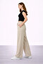 Women's Tencel Fabric Comfortable Cut Wide Leg Pants Elastic Waist Casual Stylish Model - 2
