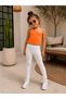 Baby Orange Crop Cream Leggings and Bandana Set Set Top and Bottom Clothing