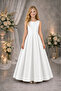 Girl's Sudem Model A-Line Pleated Plain Satin Long Dress Graduation Birthday Prom Dress