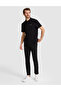 Black Slim Fit Knitted Textured Buttoned Polo Collar T-Shirt 50309946-Vr046 - 4
