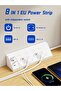 220-240V 4 white 8-in-1 EU 4-switch power strip, 1.5-meter extension power strip, 4 AC sockets, 2 US - 7