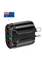 AU Plug Black USB Fast Charger AU Plug Quick Charger Mobile 3.1A Multiple 4 Ports USB Travel Adapter - 7
