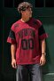 Burgundy Printed Cotton Oversize Men's T-Shirt 7035