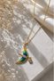 Elegant Steel Necklace with Swallow Figure and Stones (Gold Color) - 4