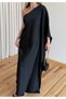 Black One-Sleeve Bandana Satin Dress - 10615 - 2
