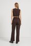 Women's Loose Wide Leg Velcro Closure Brown Palazzo Trousers - 4