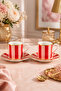 2-Piece Porcelain Gilded Lovely Birds Special Design Pink Bird Coffee Cup Set 100 ml