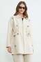 Floral Embroidered Trench Coat with Elastic Waist